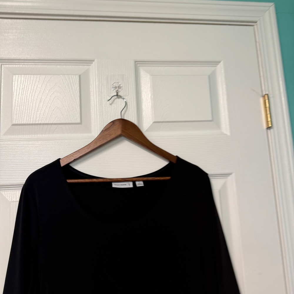 Susan Graver Dress Womens L Black A-Line Stretch Minimalist Lagenlook LBD Travel - Picture 5 of 13